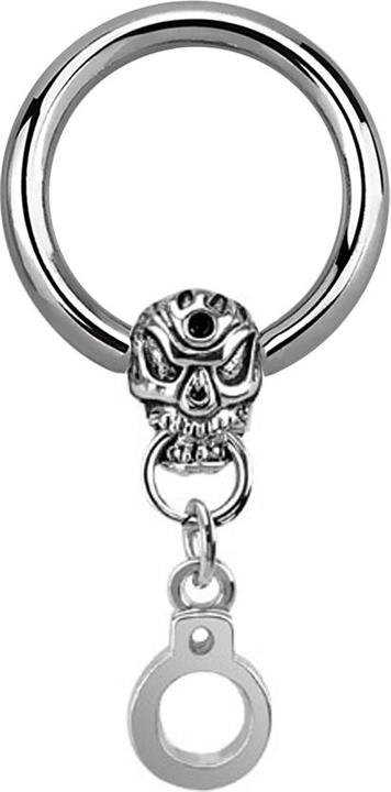 Immagine prodotto Star Piercing Chiusura Anello teschio d'argento con manetta (senza ottone, Acciaio chirurgico 316L)