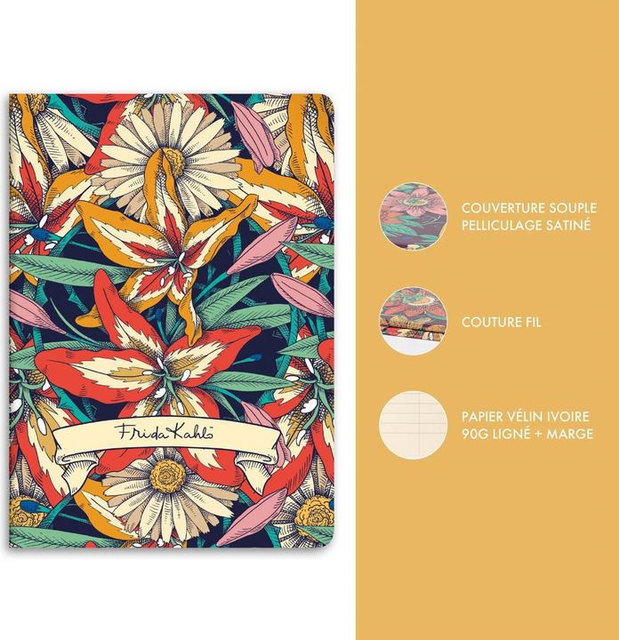 Image du produit Clairefontaine Frida Kahlo, Couture fil A4 96P L+M ass. (À rayures, Couverture rigide)