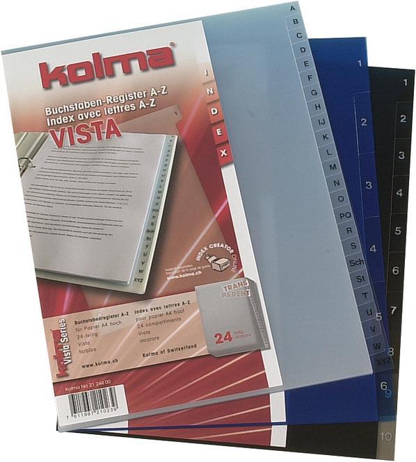 Actual product image Kolma Register A4 Vista 1-20 20-piece transparent colourless