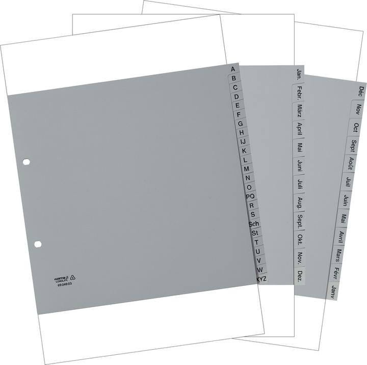 Actual product image Kolma Index A4 partially opaque Dec-Jan (en) 12-piece grey
