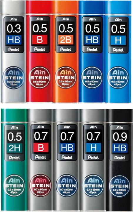 Actual product image Pentel Pencil leads AinStein (10 Piece, Graphite, 0.20 mm)