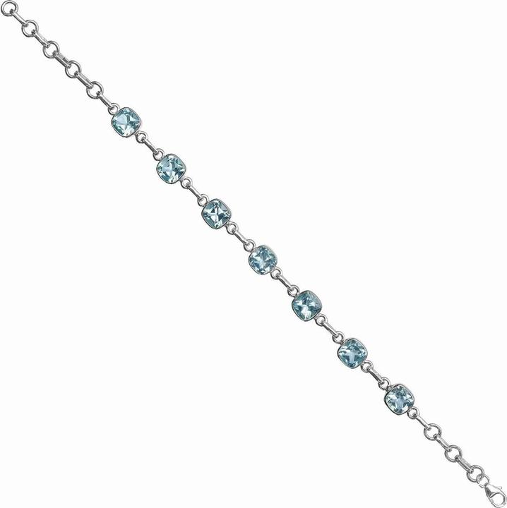 Produktbild Loberon Armband Lilianne silber/blau (16 cm, Verzierung: Topas-Edelstein, Kette: 925er Sterlingsilber)
