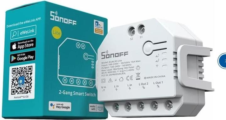 Actual product image Sonoff WiFi shutter actuator DUALR3Lite (Switch actuator)