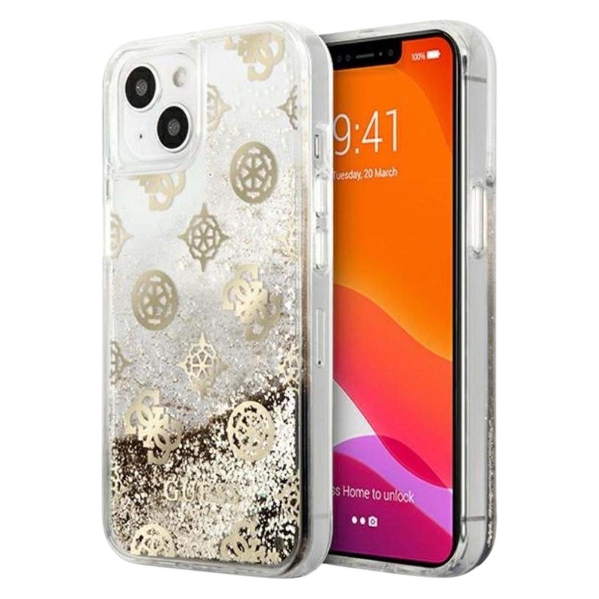 Guess Liquid Glitter (Apple IPhone 13 Mini), Smartphone Hülle, Gold