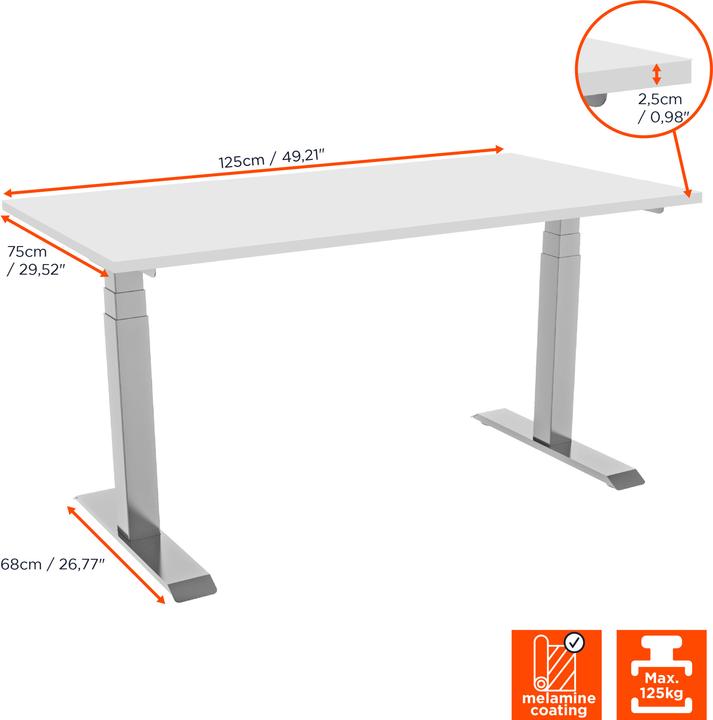 Actual product image Celexon Professional eAdjust-58123 electric height-adjustable desk - white, incl. tabletop pl (190 x 68 x 123 cm)