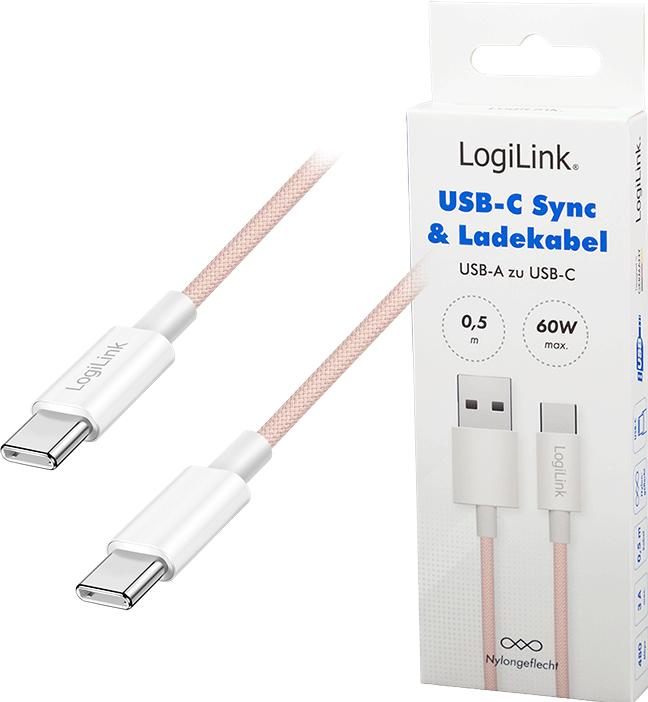 Productafbeelding LogiLink USB A – USB C (0.50 m, USB 2.0, 60 W)