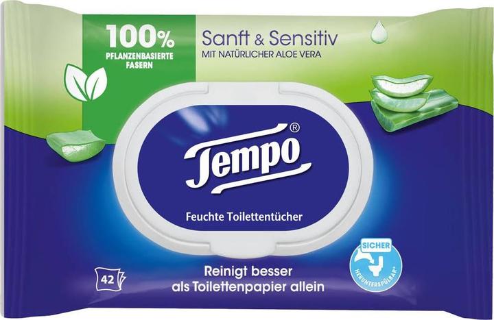 Productafbeelding Tempo Natte doekjes zacht&gevoelig Aloë Vera (42 Stuk)