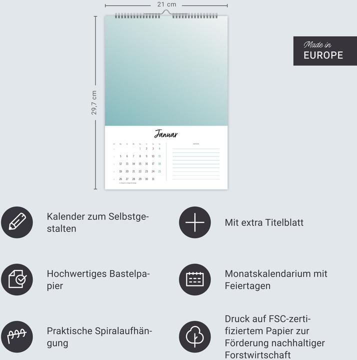 Immagine prodotto Kreativkalender Design A4 2026 (21 x 29,7 cm)