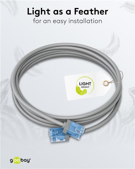 Produktbild Goobay Ultraflexibles CAT 6A Patchkabel, slim, U/UTP, grau (U/UTP, CAT6a, 0.50 m)