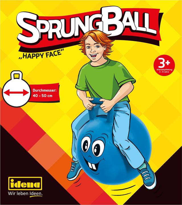 Image du produit Idena Ballon sauteur Happy Face bleu plastique 45,0-50,0 cm