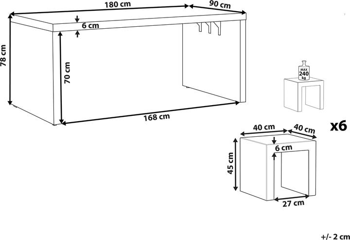 Produktbild Beliani Gartenmöbel Set Beton grau 6-Sitzer U-Form TARANTO (180 cm)
