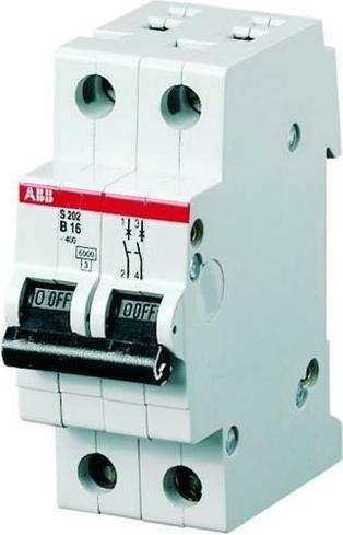 Image du produit ABB Disjoncteur 6kA 6A C 2p S202-C6