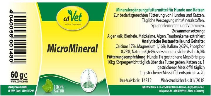 Produktbild cdVet Hunde-Nahrungsergänzung MicroMineral, Hund & Katze, 150 g (Senior, Adult, Junior, 1 Stk., 150 g)