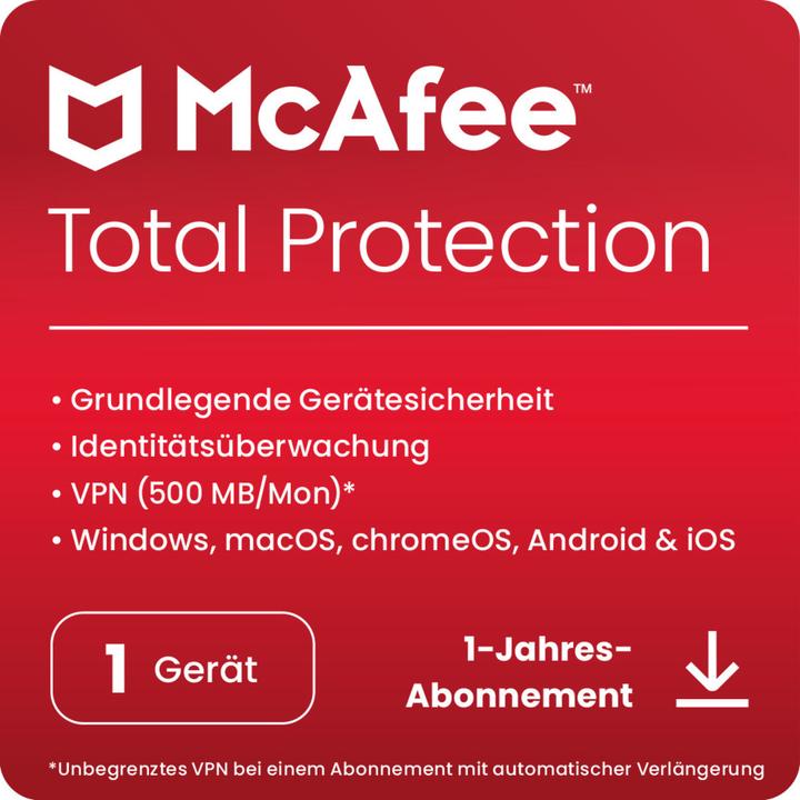 Produktbild McAfee Total Protection (1 User, 1 Geräte/User, 12 Monate)