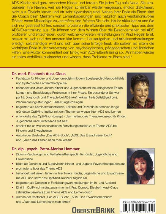 Valeurs nutritives et ingrédients ADS. Eltern als Coach (Allemand, Petra M Hammer, Aust-Claus, Elisabeth (Dr.), 2023)