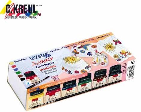 Produktbild Kreul Tex Basic Set Sunny (Brillantgrün, Dunkelbraun, Karminrot, Schwarz, Royalblau, Citron, 120 ml)