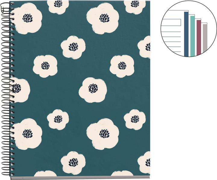 Actual product image Miquelrius Notizbuch A5 100 Blatt 70gr. liniert Blumen Grün FSC (A5, Lined)