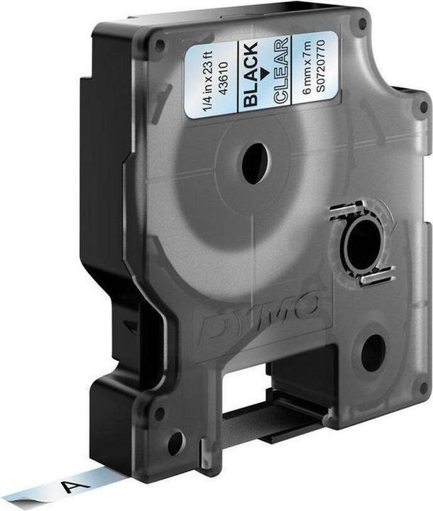 Produktbild Dymo D1 - Standardetiketten - Schwarz auf Transparent - 6mm x 7m (0.60 cm, Transparent)