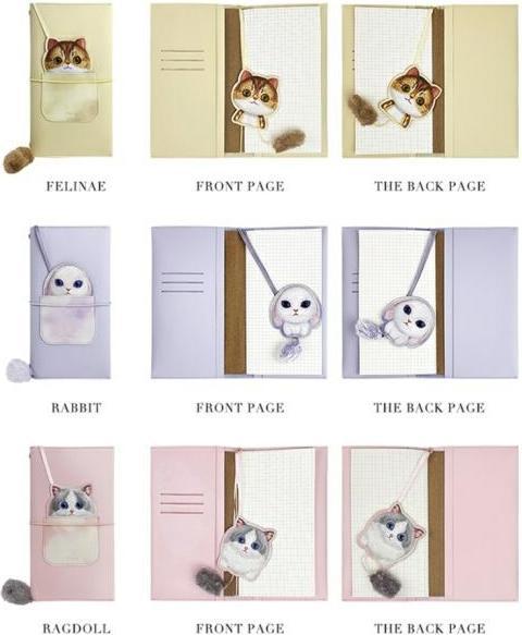 Produktbild Nimmy 2in1 Set notebook + pen khaki Big Eyed Pet 2.0 Cat