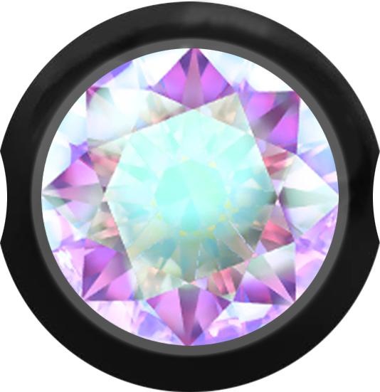 Produktbild Star Piercing Ball Closure Kugel schwarz mit Kristall multicolor (Chirurgenstahl 316L, ohne Messing)