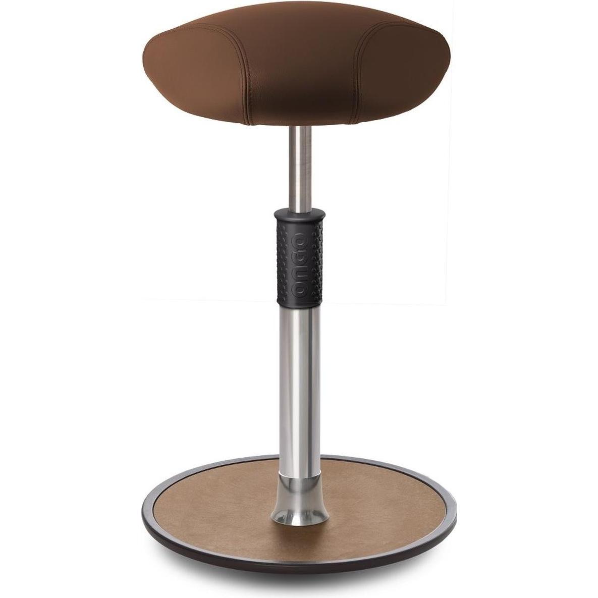 Ongo, Bürostuhl, Sitz- Stehhocker Free Tall Triangel Boxmark Leder Braun Chrom /Natur