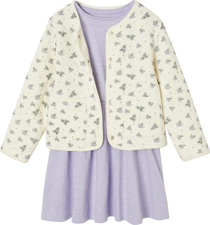Actual product image Vertbaudet Mädchen-Set: Geblümte Jacke mit Steppnähten & Kleid (98)