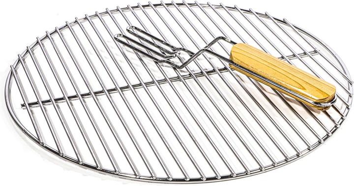 Actual product image Wiltec Round Grill Grate Ø44.5cm of Stainless Steel with Handle as Cooking Grid for Charcoal, Gas BBQ etc.