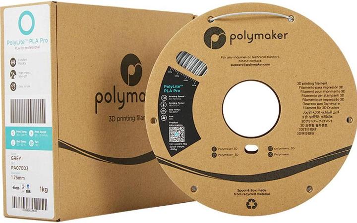 Productafbeelding Polymaker PolyLite PLA PRO Grijs 1,75mm 1kg (PLA-R, 1.75 mm, 1000 g, Grijs)