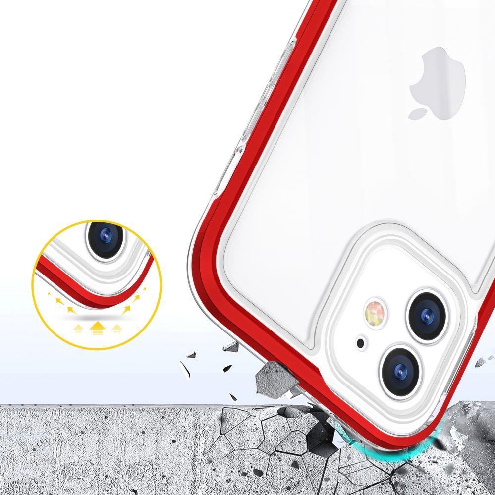 Thumbnail - Hurtel Clear 3in1 case for iPhone 12 frame gel cover red (Apple iPhone 12), Smartphone Hülle, Rot