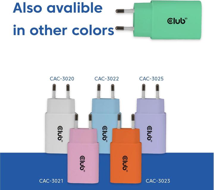 Image du produit Club 3D Club3D Lifestyle Ladegerät USB-C 30Watt, 2Stk grün retail (30 W)