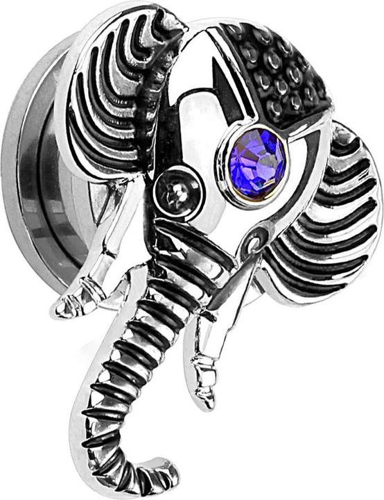 Produktbild Star Piercing Plug Elefant silber mit Kristall (Titan, ohne Messing)