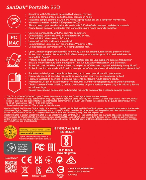 Produktbild SanDisk Portable SSD V2 (1000 GB)