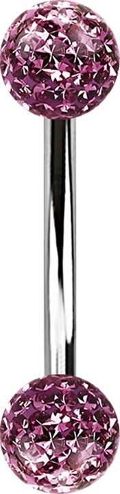 Immagine prodotto Star Piercing Banana argento con due sfere di cristallo viola chiaro Strato protettivo epossidico (Acciaio chirurgico 316L, senza ottone)
