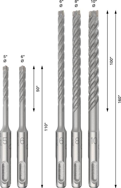 Actual product image Bosch Zubehör Hammerbohrer-Set (10.0 mm, 5.0 mm, 6.0 mm, Ø 8.0 mm)
