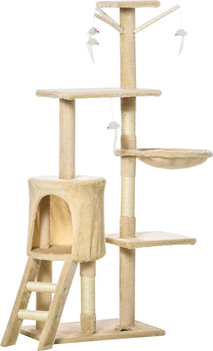 PawHut Arbre à chat (131 cm, beige/blanc)