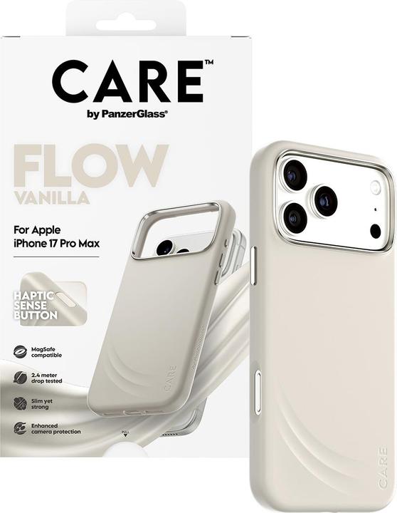 Actual product image PanzerGlass CARE by ® Feature FLOW Case Vanilla w. Cutout for Haptic & MagSafe iPhone 17 Pro Max (Apple iPhone 17 Pro Max)