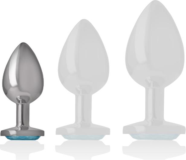 Actual product image Intense Anal Plug Metal Aluminium Heart N Blue Size S