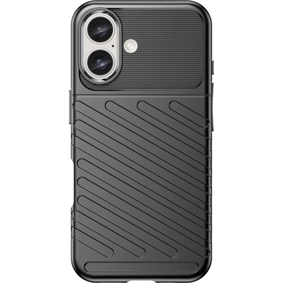 Thumbnail - Hurtel Thunder Case iPhone 16 Silicone Case - Black (Apple iPhone 16), Smartphone Hülle, Schwarz