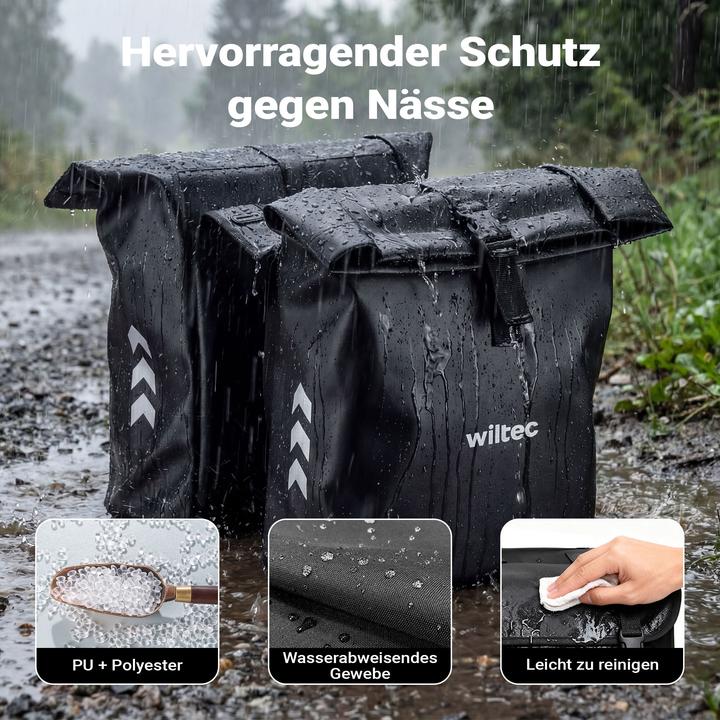 Produktbild Wiltec Doppeltasche Gepäckträgertasche 48l Fahrradtasche Gepäckträger wasserfest (Gepäckträgertasche)