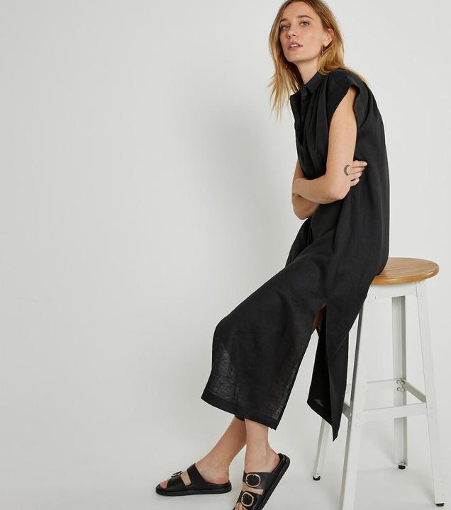 Image du produit La Redoute Collections Robe-blouse midi Signature en lin (M)