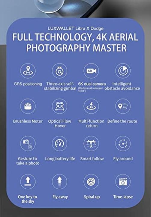 Produktbild Luxwallet Libra X Dodge - 5Ghz Quadcopter Drone 1.2km - Obstakel Ontwijking - 3 As Gimbal - Camera - GPS - IOS