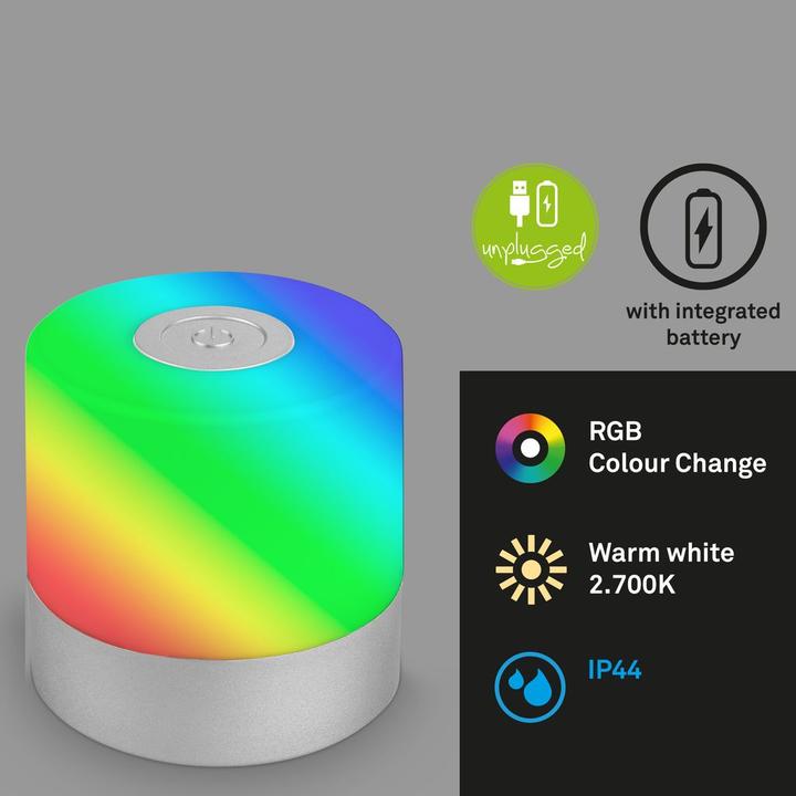 Image du produit Briloner Akku RGB LED Lampe de table, chrome mat, 1xLED/1,5W (100 lm)