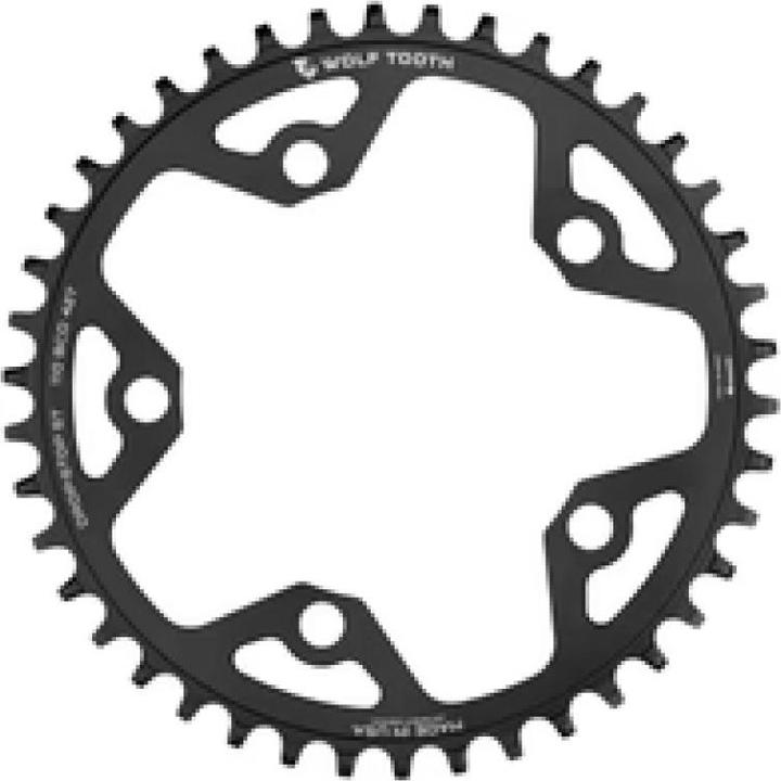 Actual product image Wolf Tooth Gravel/CX/Road chainring, 110 BCD, 5-hole, 44 t, Drop-Stop ST, black (50)