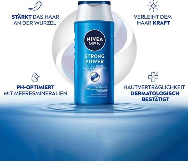 Actual product image NIVEA MEN Shampoo Strong Power Multipack 6 x 250 ml (Liquid shampoo, 250 ml)