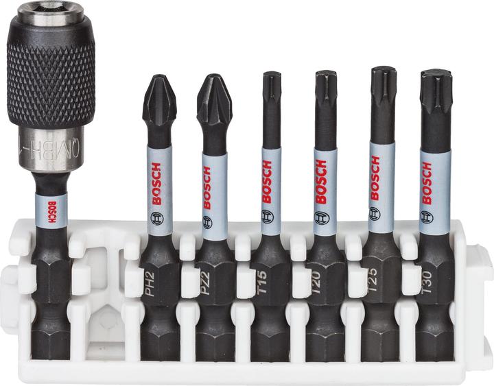 Bosch Professional Zubehör Schrauberbit-Set Impact Control, 7-teilig, PH2, PZ2, T15, T20, T25,T30, 50 mm (PH2, PZ2, T25, T15, T30, T20)