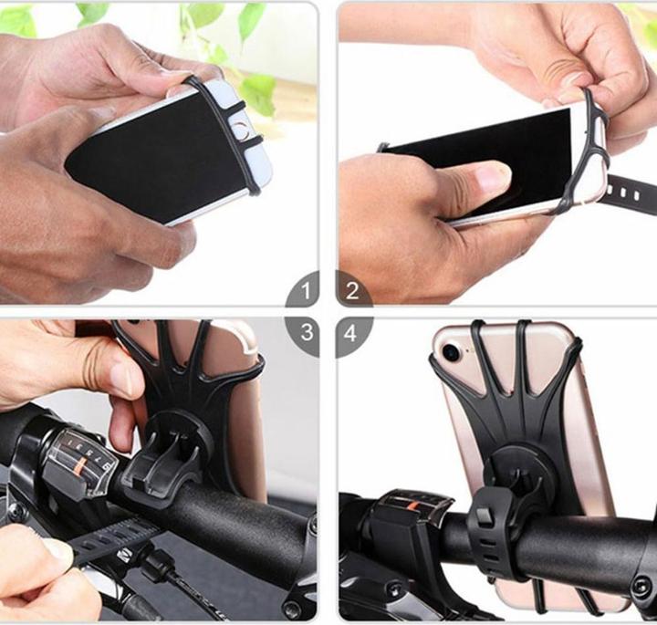 Actual product image Deltalabs Universal Fahrrad Velo Silikon Halterung 360° Drehbar Handy / Smartphone (4"- 6")