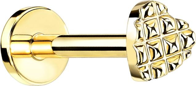 Image du produit Star Piercing Micro Labret femelle plaqué or coeur avec structure (Acier chirurgical 316L, Laiton)