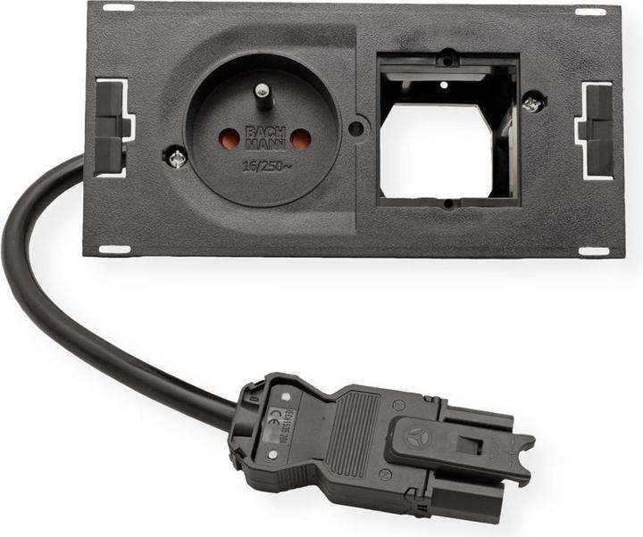 Produktbild Bachmann DUE - 1 AC-Ausgänge - Indoor - Typ E - Schwarz - 1 Stück(e) (1 x, CEE 7/3, CEE 7/5, 2 m)