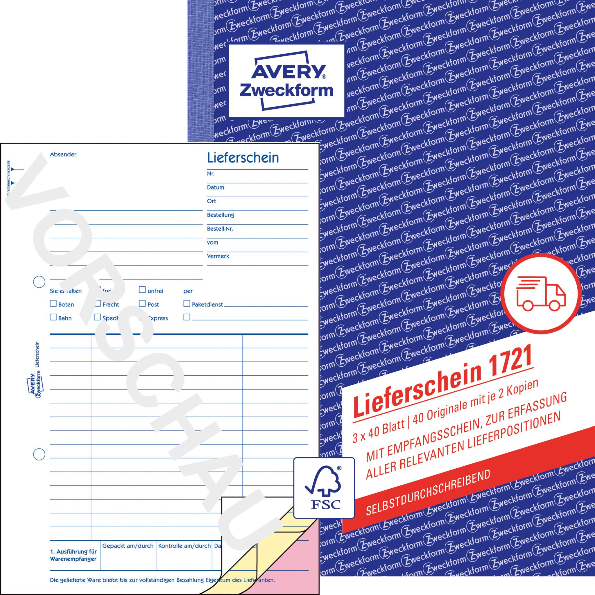 Avery Lieferscheine mit Empfangsschein (40 x) (1721)