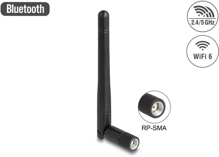 Immagine prodotto Delock WLAN 802.11 ac/ax/a/b/g/n Antenna connettore RP-SMA 2 dB (WiFi)